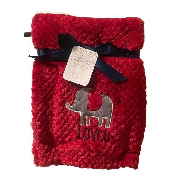 Other - Duck Duck Goose Plush Baby Blanket Red‎ NWT Elephant Embroidered Loved Gift